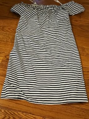 J Crew Striped Off-Shoulder Dress in Black & White